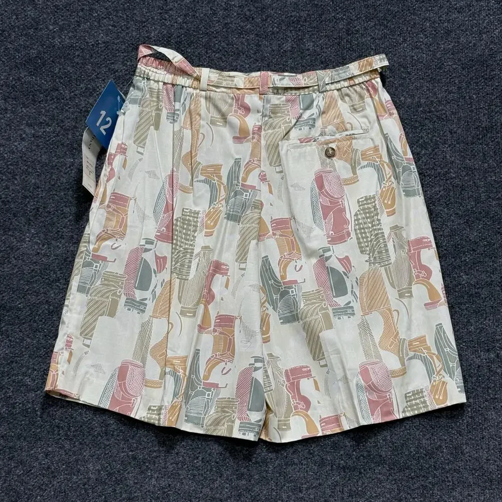 Smith & Company Shorts Womens 12 Multicolor Print Pleated Bermuda Made USA Golf